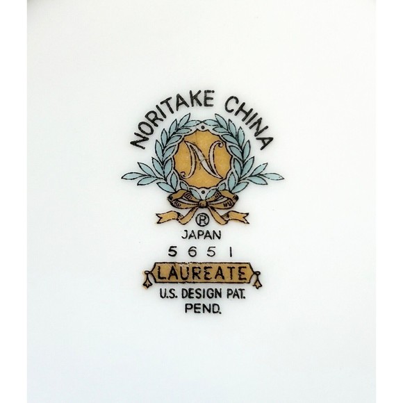 Fruit/Dessert Bowl Vintage Noritake China Laureate Japan 5651 Blue White Silver - Picture 4 of 4